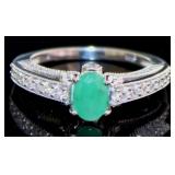 Oval Genuine Emerald Solitaire Designer Ring