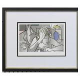 Thinking Nude Print Plate Signed Roy Litchenstein