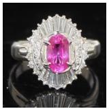 GIA Platinum 2.20 ct Natural Ruby & Diamond Ring