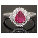 Platinum 1.56 ct GIA Ruby & Diamond Ring