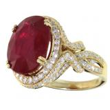 14kt Gold 11.92 ct Ruby & Diamond Ring