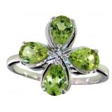 Natural 3.20 ct Green Peridot Designer Ring