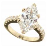 14k Gold 5.36 ct Marquise Cut Lab Diamond Ring