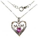 Beautiful Pink Sapphire "Mom" Necklace