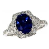 14k Gold 2.33 ct Oval Sapphire & Diamond Ring