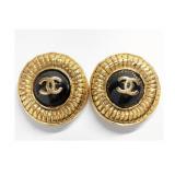 Chanel Coco Black Gold Clip-on Design Earring