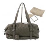 Bottega Veneta Gray Intrecciatio Shoulder Bag