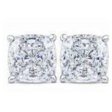 14k Gold Cushion Cut 4.00 ct Diamond Stud Earrings