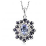 Vintage Style Oval Natural Tanzanite Necklace