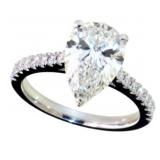 14k Gold 3.34 ct Pear Cut Lab Diamond Ring