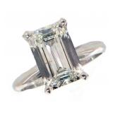 14k Gold 3.92 ct Emerald Cut Lab Diamond Ring