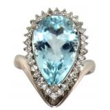 Platinum 6.62 ct Aquamarine & Diamond Ring