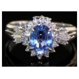 Platinum 2.30 ct Natural Sapphire & Diamond Ring