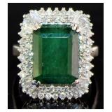 14kt Gold 10.33 ct GIA Emerald & Diamond Ring