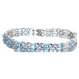 Quality 8.40 ct Blue Topaz & Diamond Bracelet