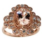 14kt Gold 1.90 ct Natural Morganite & Diamond Ring