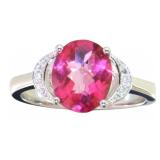 Oval 3.14 ct Natural Pink Topaz & Diamond Ring