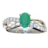 Round Natural Emerald Designer Ring