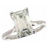 14kt Gold 4.50 ct Emerald Cut Lab Diamond Ring