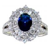 Oval 2.15 ct Sapphire & VS Lab Diamond Ring