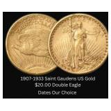 1907-1933 Saint Gaudens $20.00 Gold Double Eagle