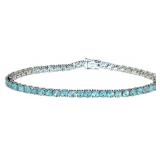 Round 11.50 ct Natural Blue Zircon Tennis Bracelet