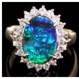 Platinum 3.38 ct Black Opal & VS Diamond Ring