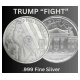 One Ounce TRUMP FIGHT .999 Fine Silver Coin