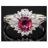 Platinum 1.19 ct GIA Natural Ruby & Diamond Ring