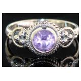 Natural 1.00 ct Amethyst Round Solitaire Ring