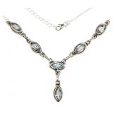 Vintage Style Natural Sky Blue Topaz Necklace