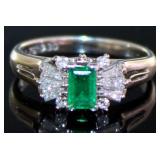 Platinum 1/2 ct Natural Emerald & VS Diamond Ring