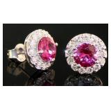 Round 3.98 ct Pink Sapphire & Diamond Earrings