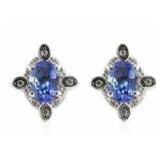 Vintage Style Oval Natural Tanzanite Earrings