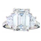 14kt Gold 6.17 ct Emerald Cut Lab Diamond Ring