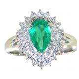 Platinum 1.51 ct Natural Emerald & VS Diamond Ring