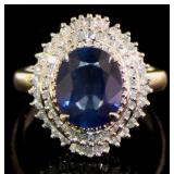 Platinum 3.68 ct Natural Sapphire & Diamond Ring