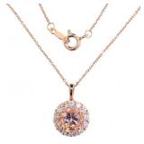 Round 2.28 ct Morganite & Diamond Necklace