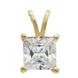 14k Gold 2.18 ct Princess Cut Lab Diamond Pendant