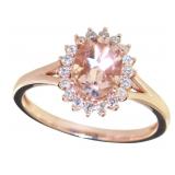 Oval 1.25 ct Morganite & Diamond Halo Ring