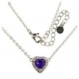 Amethyst & White Topaz Halo Heart Necklace