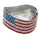 Large American Flag Crystal Bangle Bracelet