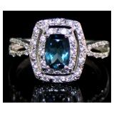 Radiant Cut 1.50 ct Natural London Blue Topaz Ring