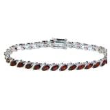 Genuine 12.75 ct Garnet S Link Tennis Bracelet