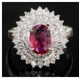 Platinum 2.05 ct GIA Natural Ruby & Diamond Ring