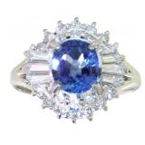 Platinum 1.85ct Natural Sapphire & VS Diamond Ring