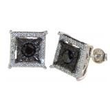 Princess Cut 1.00 ct Black & White Diamond Earring