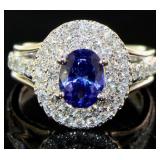 Oval 3.15 ct Tanzanite & VS Lab Diamond Ring