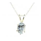 Natural Oval Brilliant Aquamarine Necklace