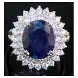 14kt Gold 7.27 ct GIA Sapphire & Diamond Ring